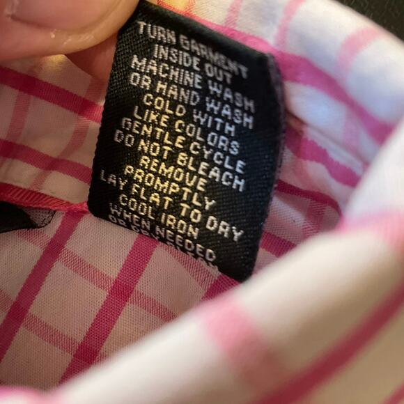 Zac and Rachel Pink and White Check Casual Button Down Size Large - Picture 7 of 9